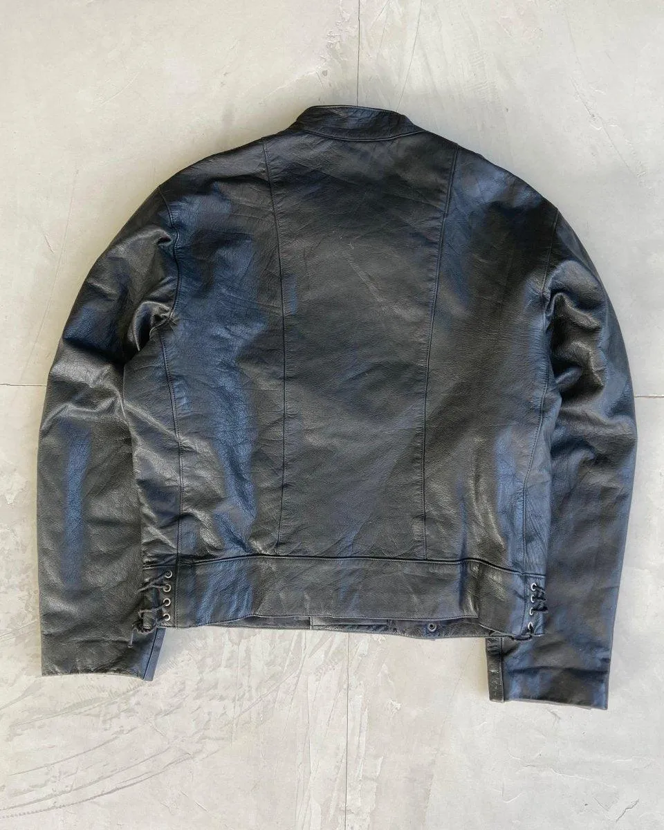 90'S SWEDISH ARMY LEATHER MOTOCYCLE JACKET - M/L