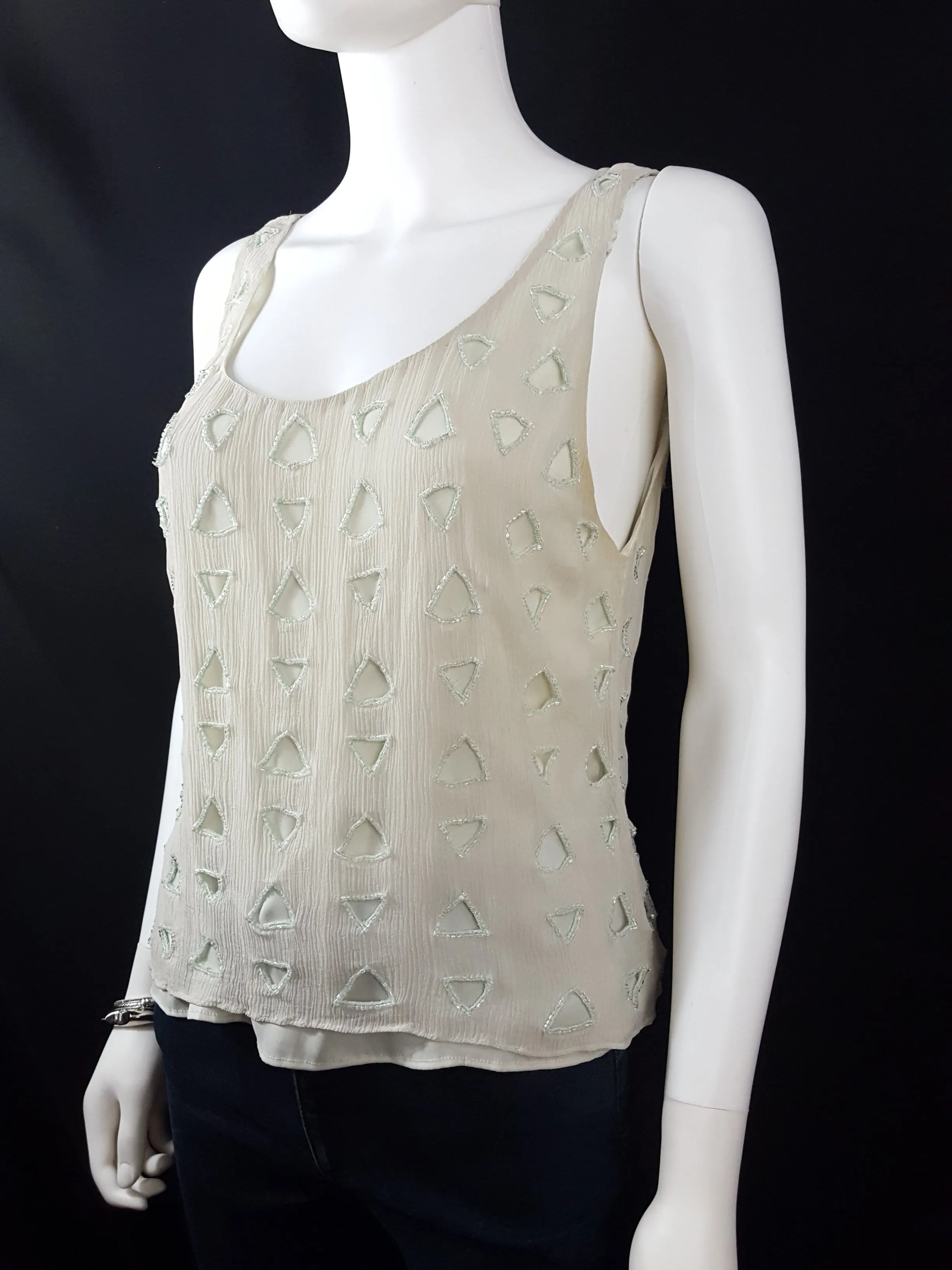 Alice   Oliva Deco Beaded Silk Tank sz. L