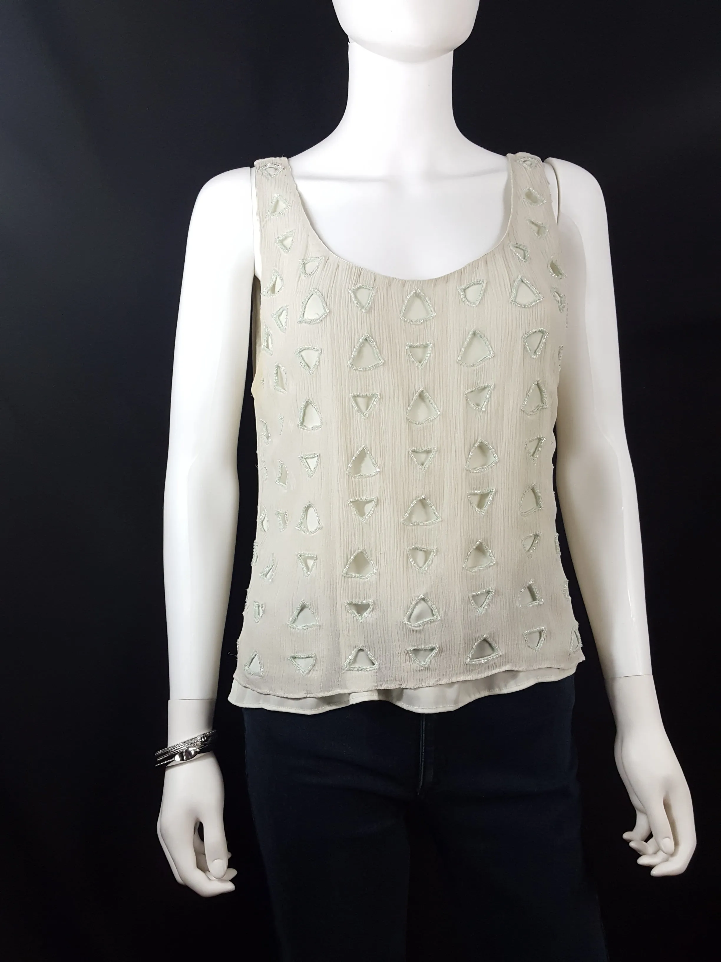 Alice   Oliva Deco Beaded Silk Tank sz. L