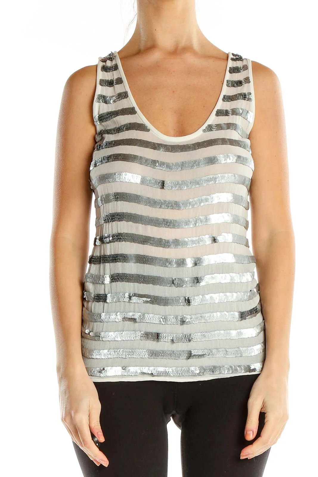 Beige Sequin Tank Top