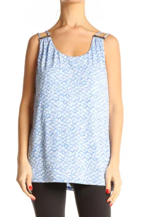 Blue Graphic Print Tank Top