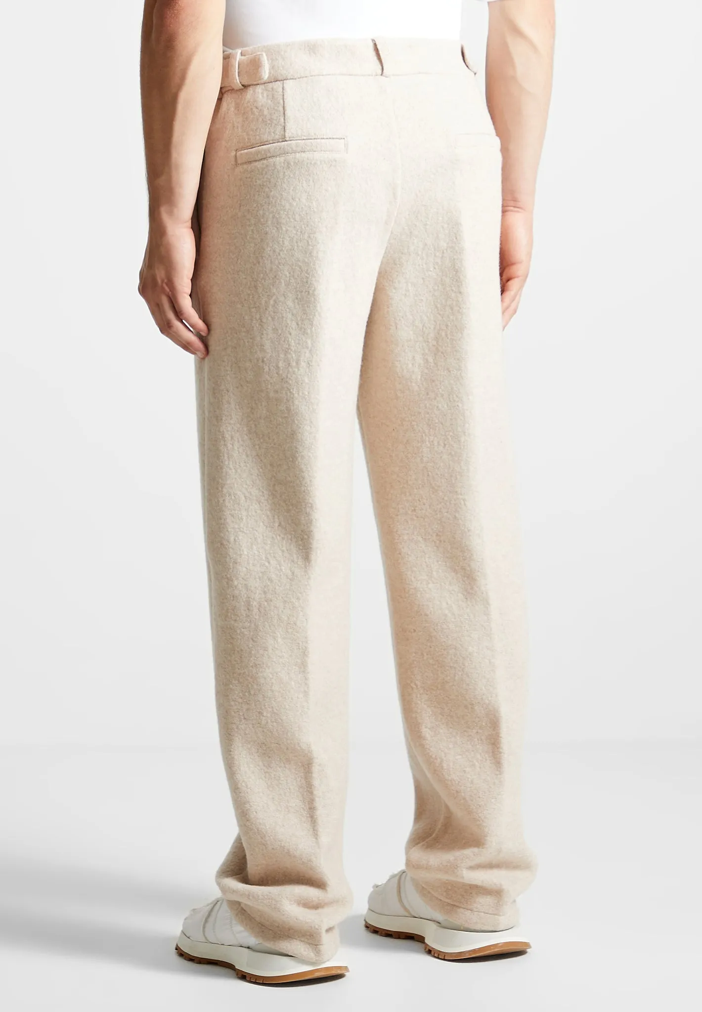 Boiled Wool Tailored Trousers - Beige