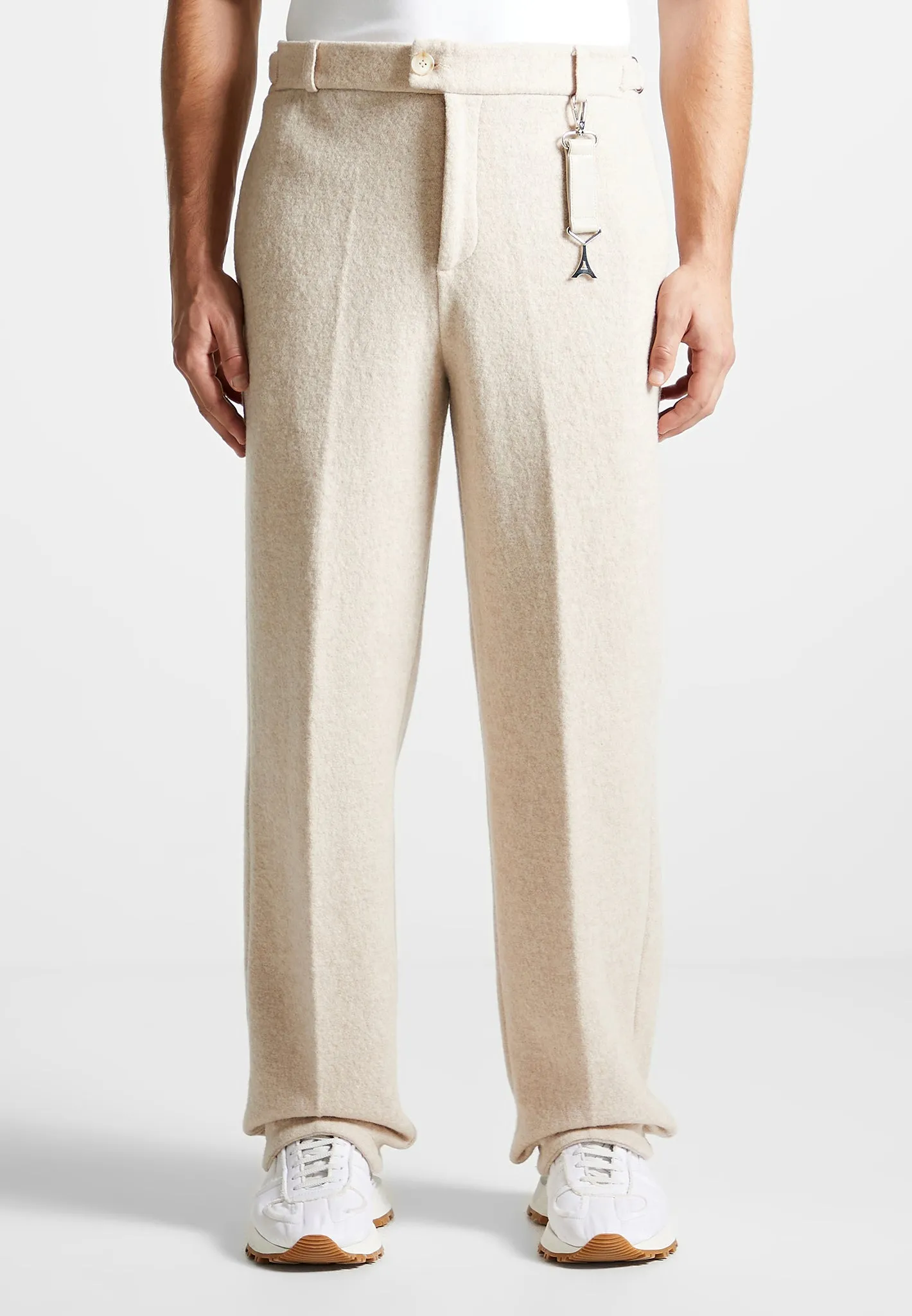 Boiled Wool Tailored Trousers - Beige