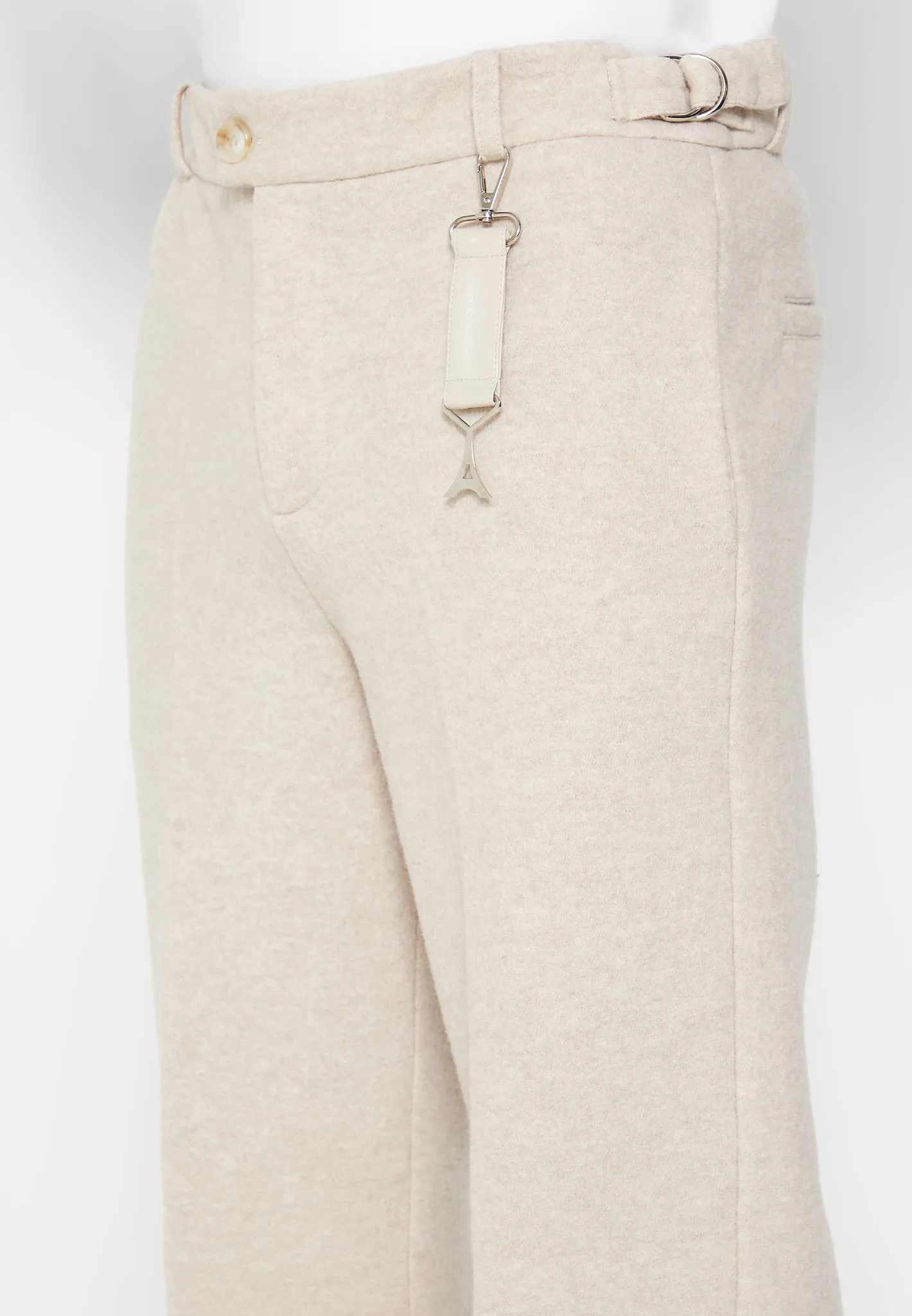 Boiled Wool Tailored Trousers - Beige