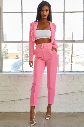 Bossy High Waisted Trousers in Candy Pink