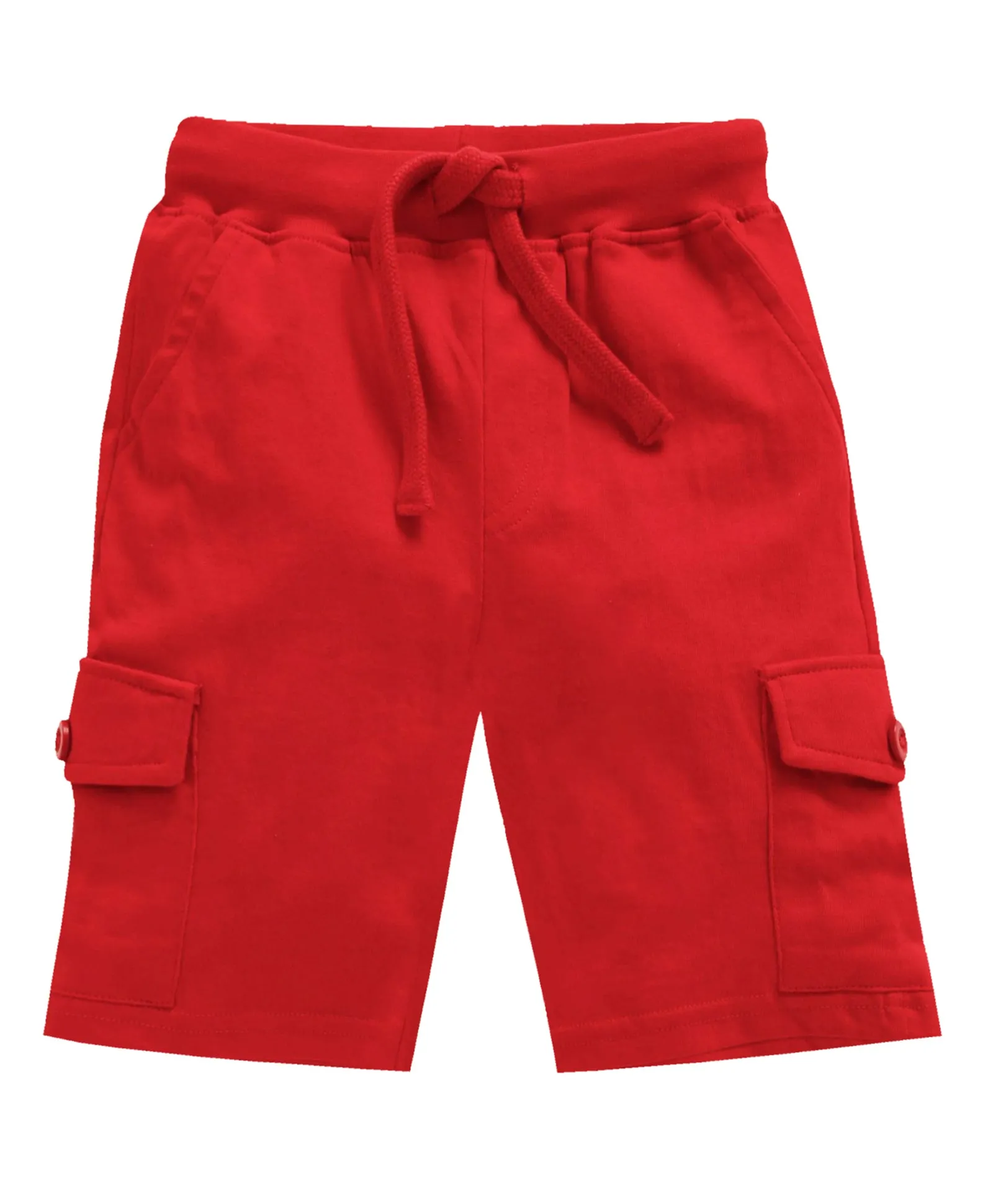 Boys Solid Knee Length Knit Cargo Shorts - Pack Of 2