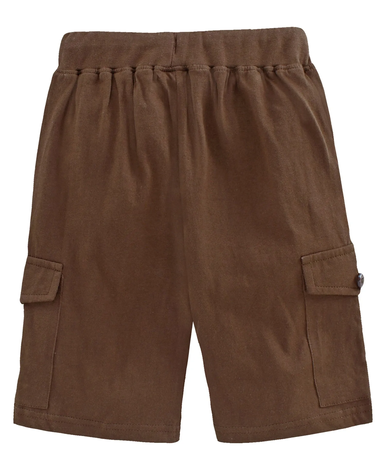 Boys Solid Knee Length Knit Cargo Shorts - Pack Of 2