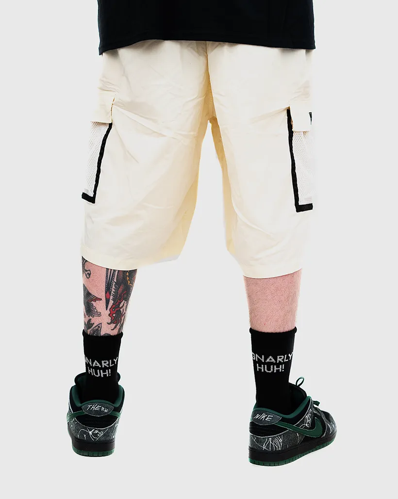 Bronze 56k Mesh Cargo Shorts - Cream