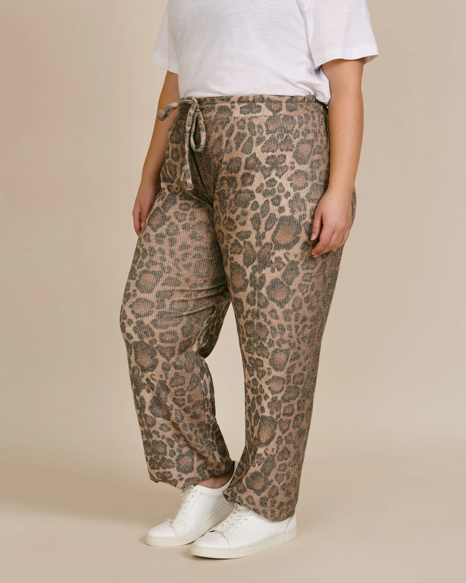 Brushed Rib Pant | Leopard