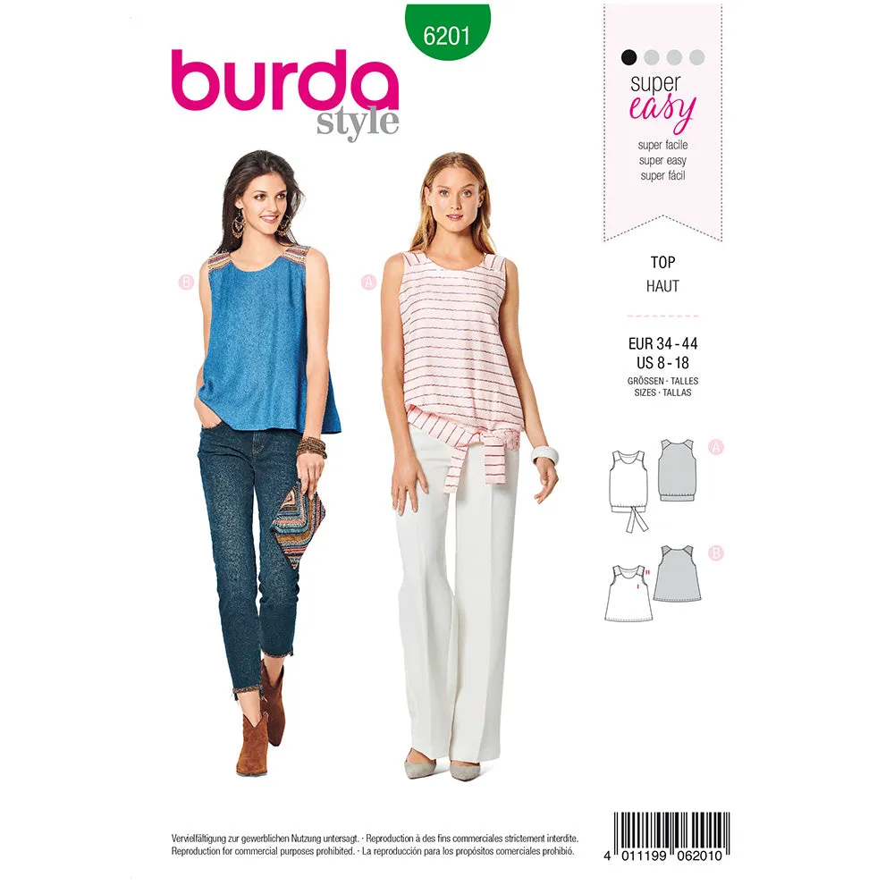 BURDA - 6201 Tank Top – Flared Form