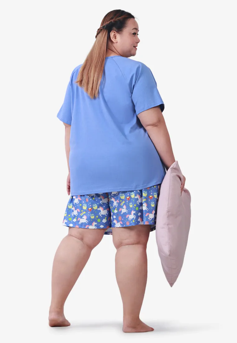 Butterscotch Unicorn Sleep Shorts - Purple Blue