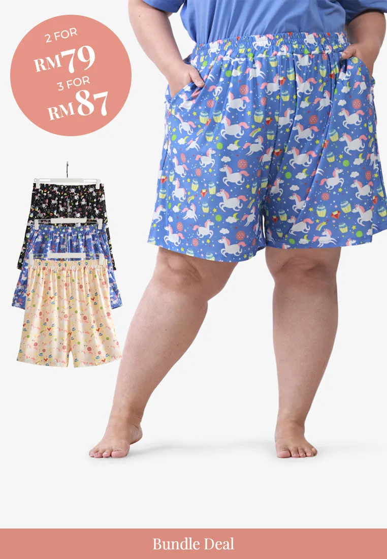 Butterscotch Unicorn Sleep Shorts - Purple Blue