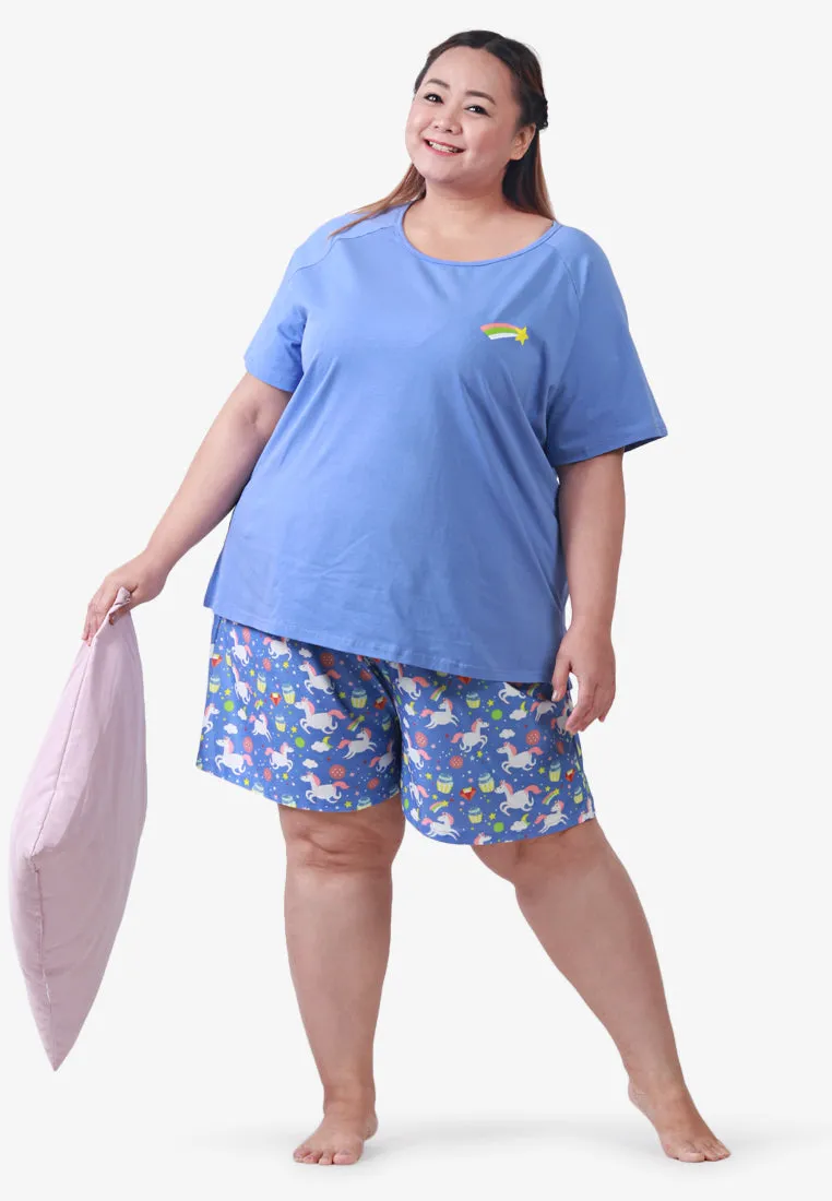 Butterscotch Unicorn Sleep Shorts - Purple Blue