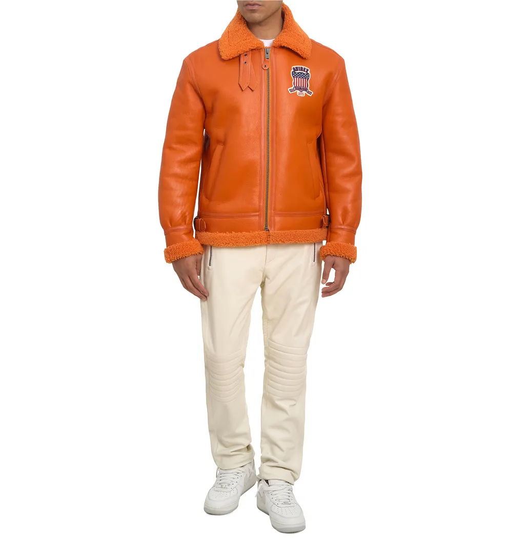 Buy Best Original Winter Avirex B3 Shearling Orange Leather Jackets For Sale