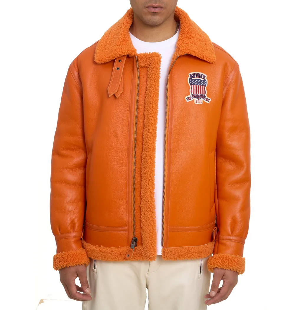 Buy Best Original Winter Avirex B3 Shearling Orange Leather Jackets For Sale