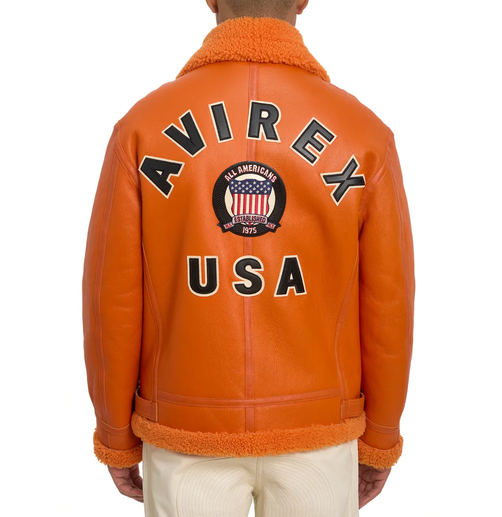 Buy Best Original Winter Avirex B3 Shearling Orange Leather Jackets For Sale