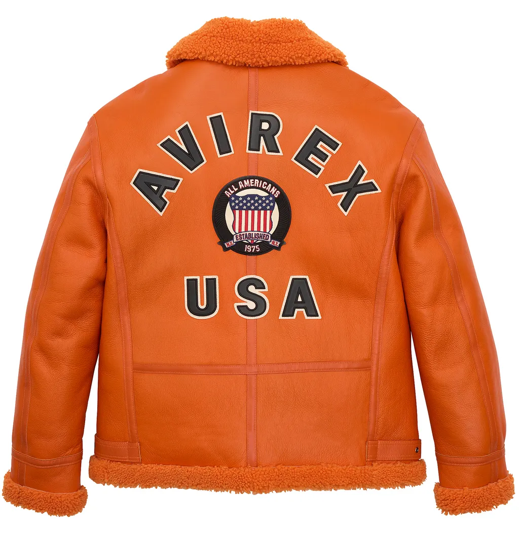 Buy Best Original Winter Avirex B3 Shearling Orange Leather Jackets For Sale