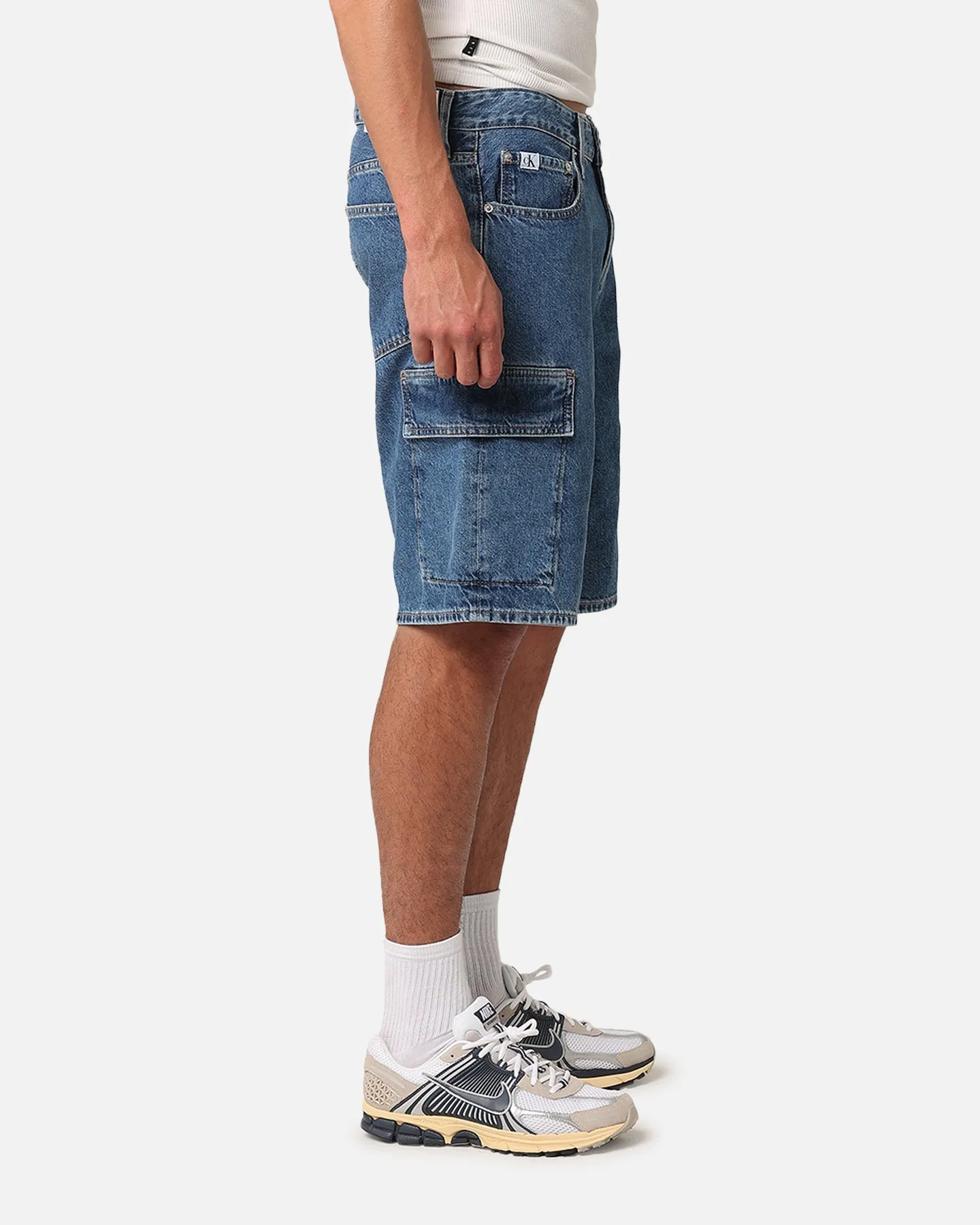 Calvin Klein 90's Loose Denim Cargo Short Stone Mid Blue