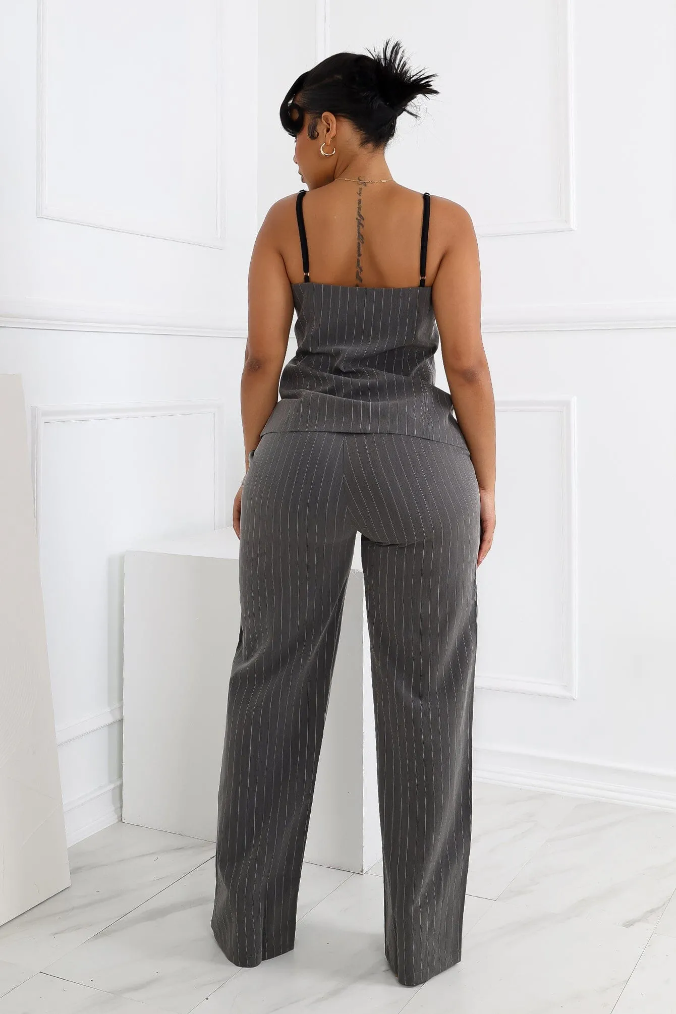 Camilia Pin Stripe Woven Tailored Trousers