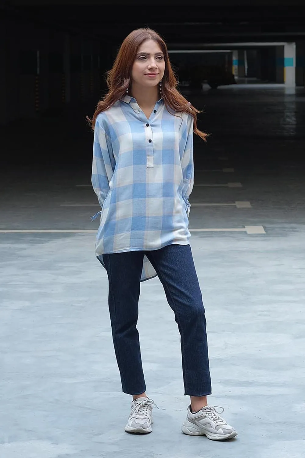 Checkered Knotted Fusion Top