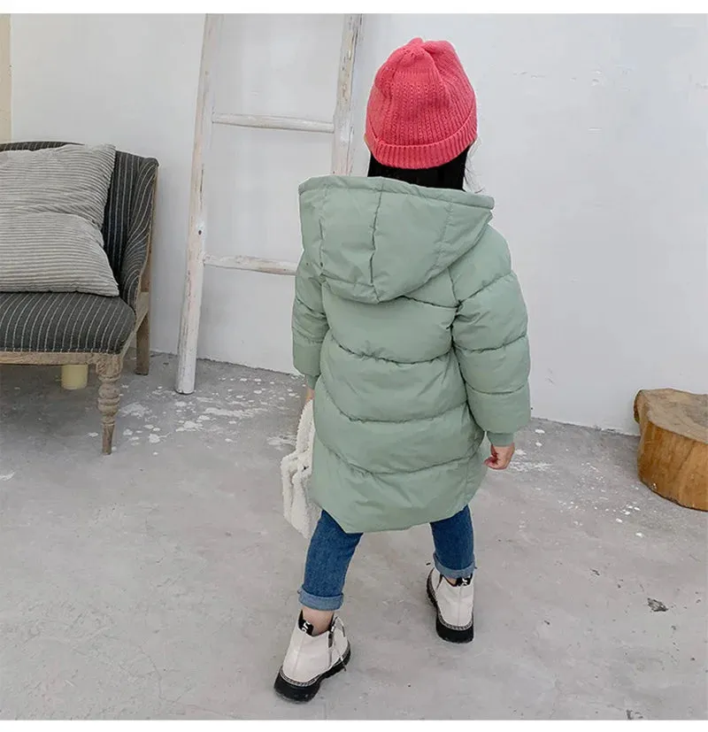 Children Down Coat Mid-length Long Sleeve Boys Girls Puffer Down Jackets Thicking Warm Children Down Jacket