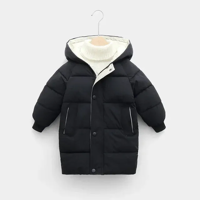 Children Down Coat Mid-length Long Sleeve Boys Girls Puffer Down Jackets Thicking Warm Children Down Jacket