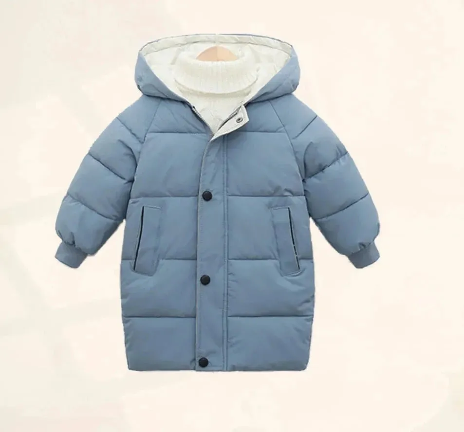 Children Down Coat Mid-length Long Sleeve Boys Girls Puffer Down Jackets Thicking Warm Children Down Jacket