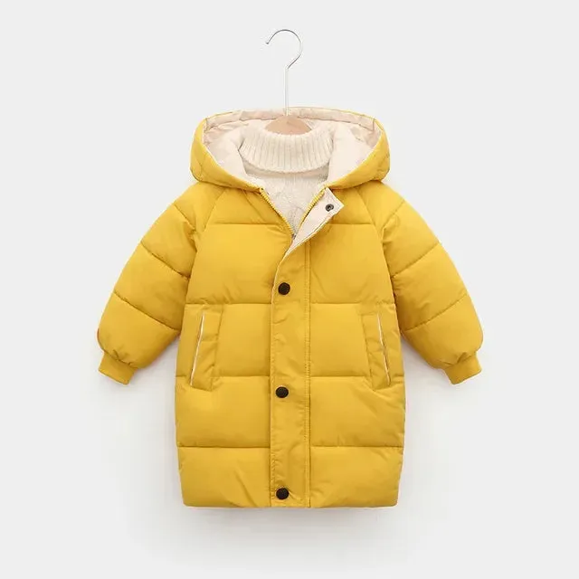 Children Down Coat Mid-length Long Sleeve Boys Girls Puffer Down Jackets Thicking Warm Children Down Jacket