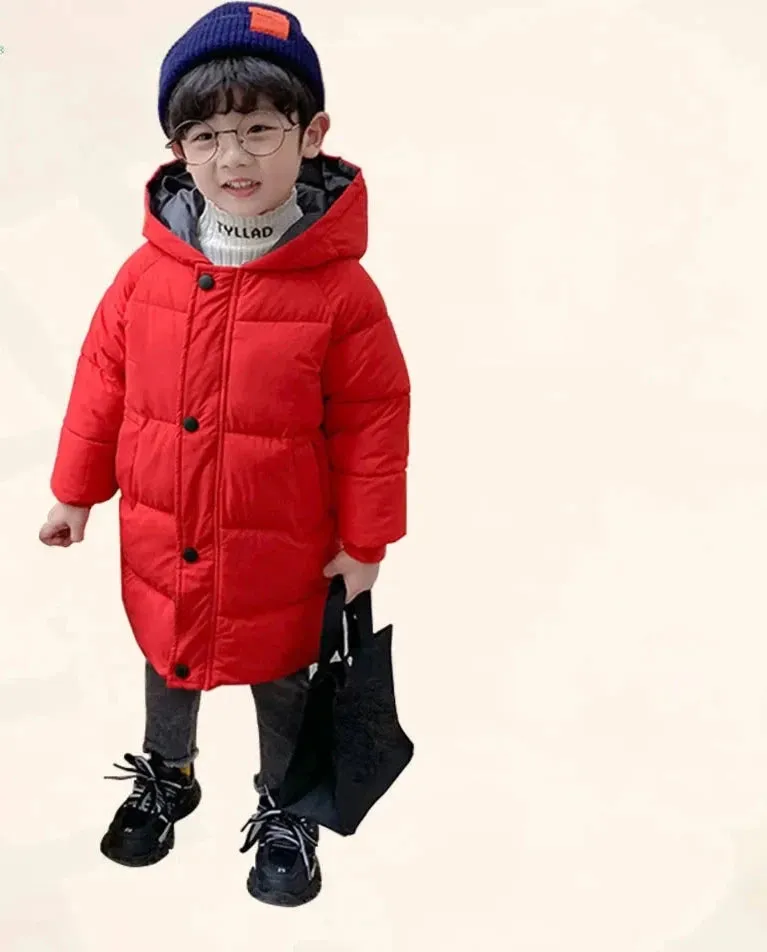 Children Down Coat Mid-length Long Sleeve Boys Girls Puffer Down Jackets Thicking Warm Children Down Jacket