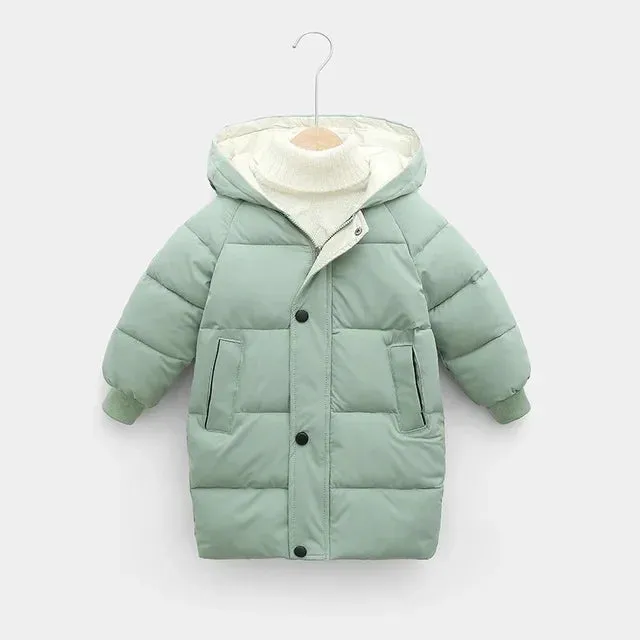 Children Down Coat Mid-length Long Sleeve Boys Girls Puffer Down Jackets Thicking Warm Children Down Jacket