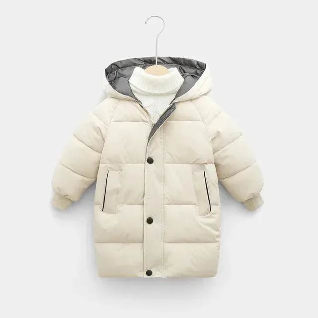 Children Down Coat Mid-length Long Sleeve Boys Girls Puffer Down Jackets Thicking Warm Children Down Jacket