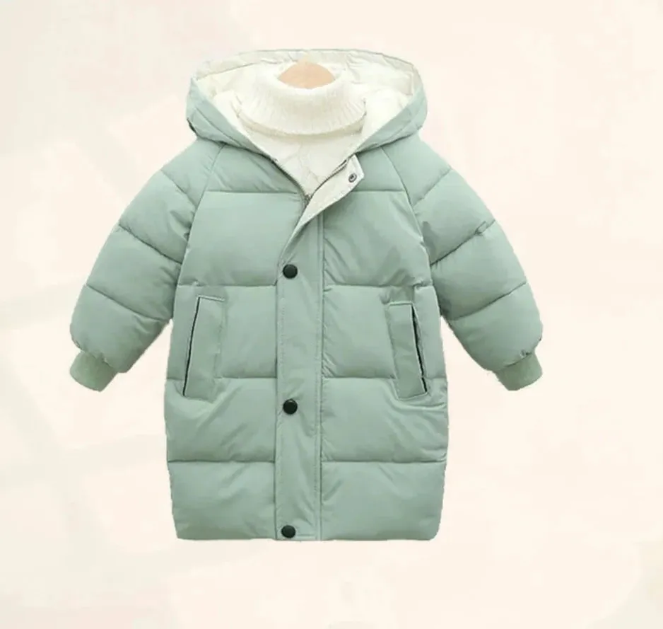 Children Down Coat Mid-length Long Sleeve Boys Girls Puffer Down Jackets Thicking Warm Children Down Jacket