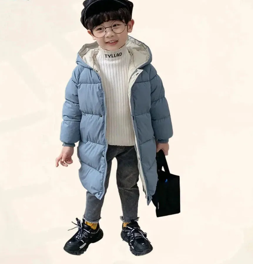 Children Down Coat Mid-length Long Sleeve Boys Girls Puffer Down Jackets Thicking Warm Children Down Jacket