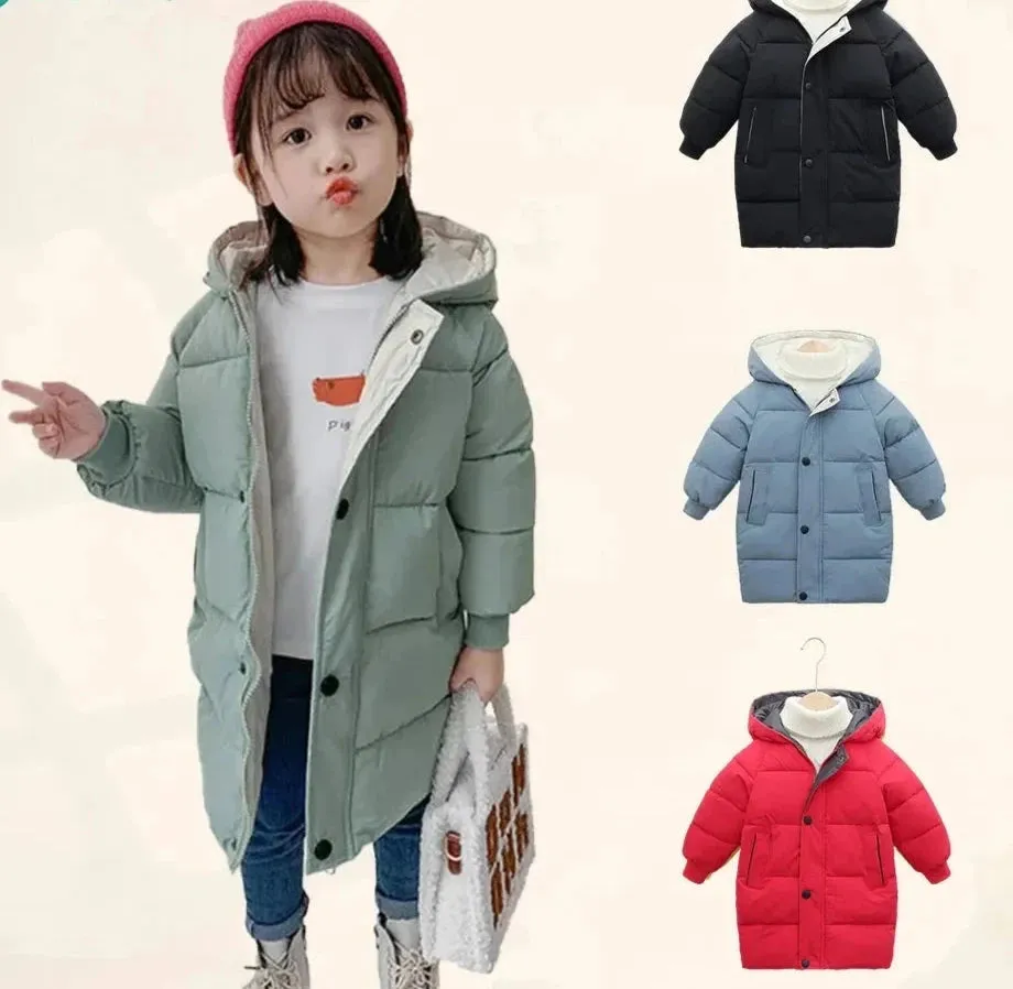 Children Down Coat Mid-length Long Sleeve Boys Girls Puffer Down Jackets Thicking Warm Children Down Jacket