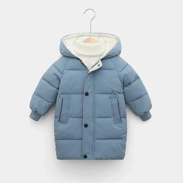 Children Down Coat Mid-length Long Sleeve Boys Girls Puffer Down Jackets Thicking Warm Children Down Jacket