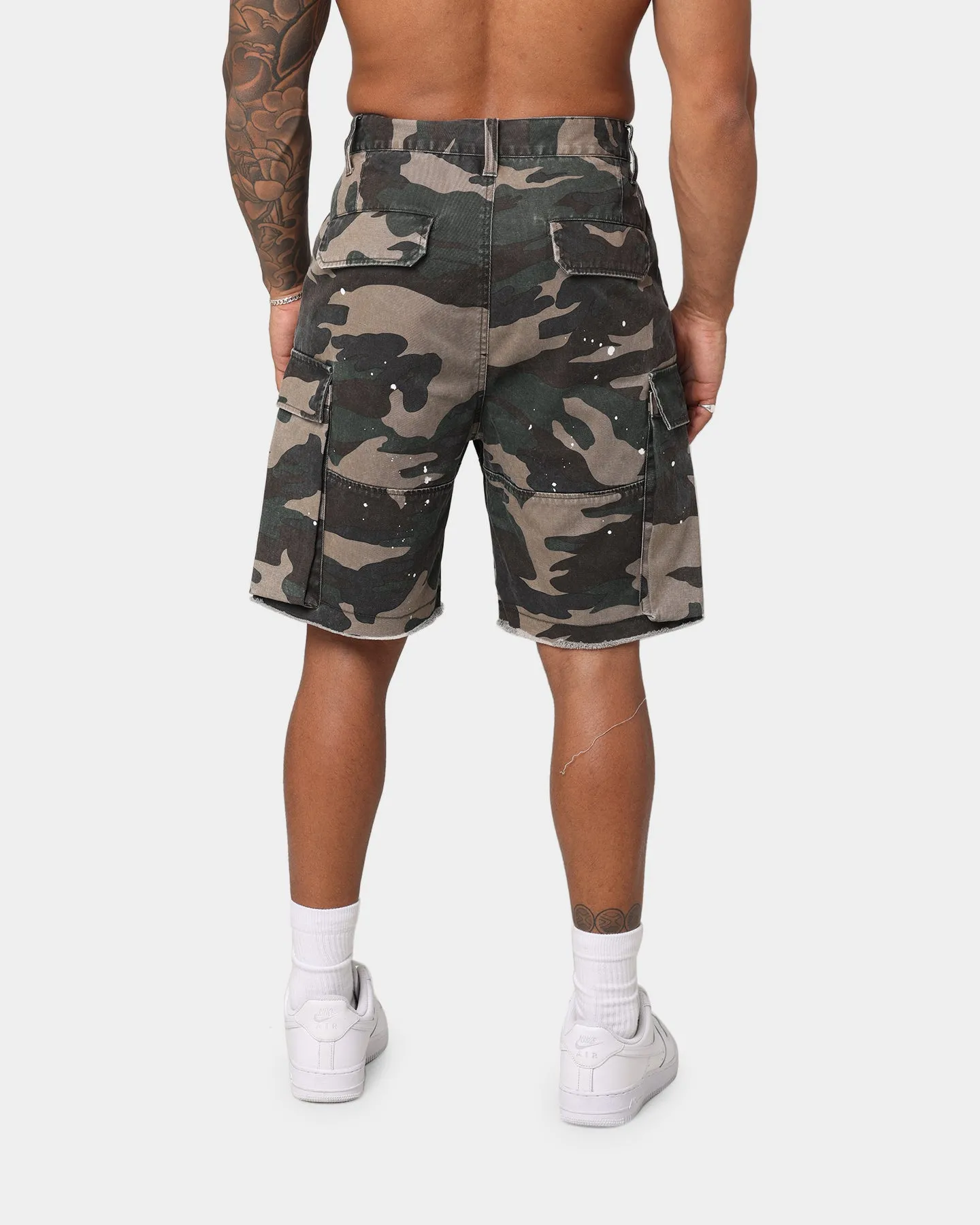 EN ES Splatter Camo Cargo Shorts Woodland Camo