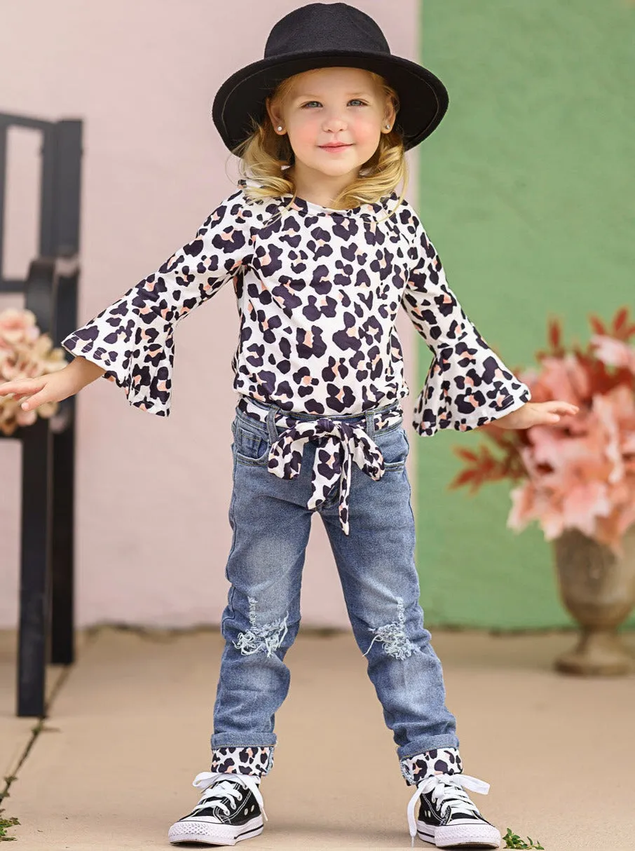 Fierce Leopard Top and Cuffed Jeans Set