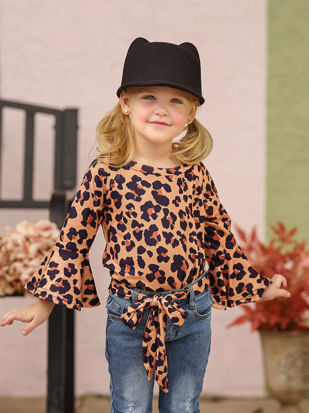 Fierce Leopard Top and Cuffed Jeans Set