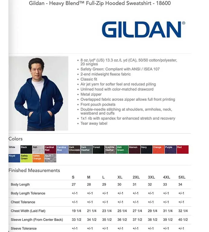 Gildan Heavy Blend™ Full-Zip Hooded Sweatshirt