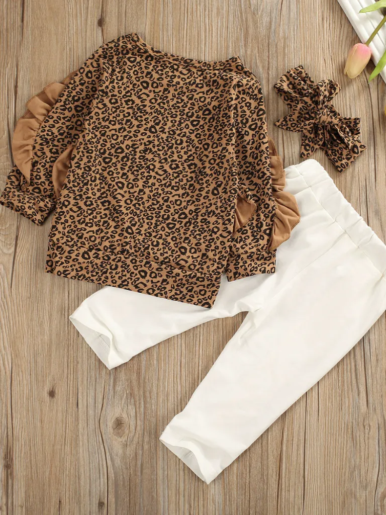 Girls A Little Leopard Loungewear and Matching Bow Headband Set