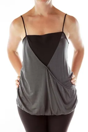 Gray Black Woven Tank Top