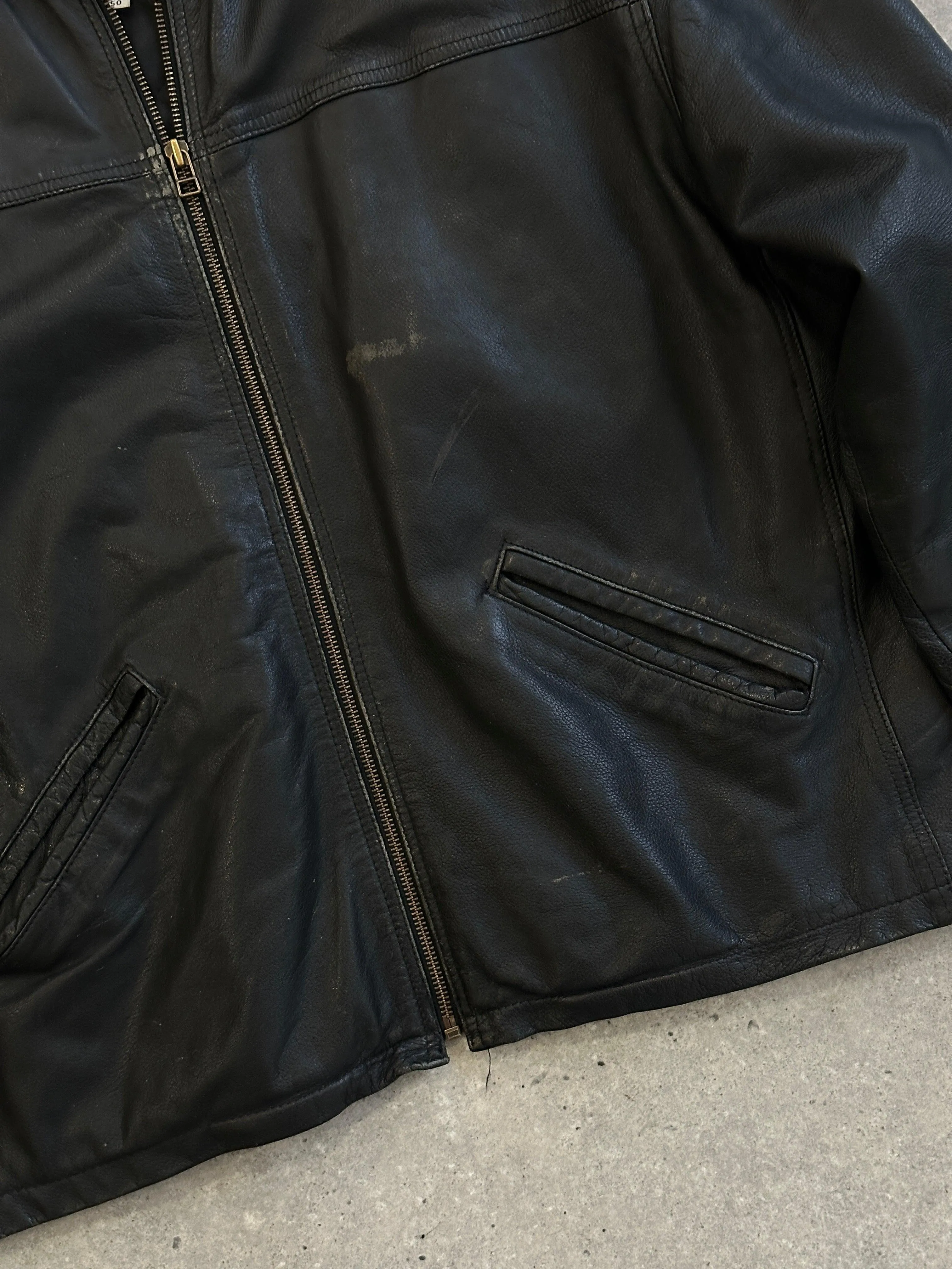 Italian Vintage Boxy Leather Jacket - M/L