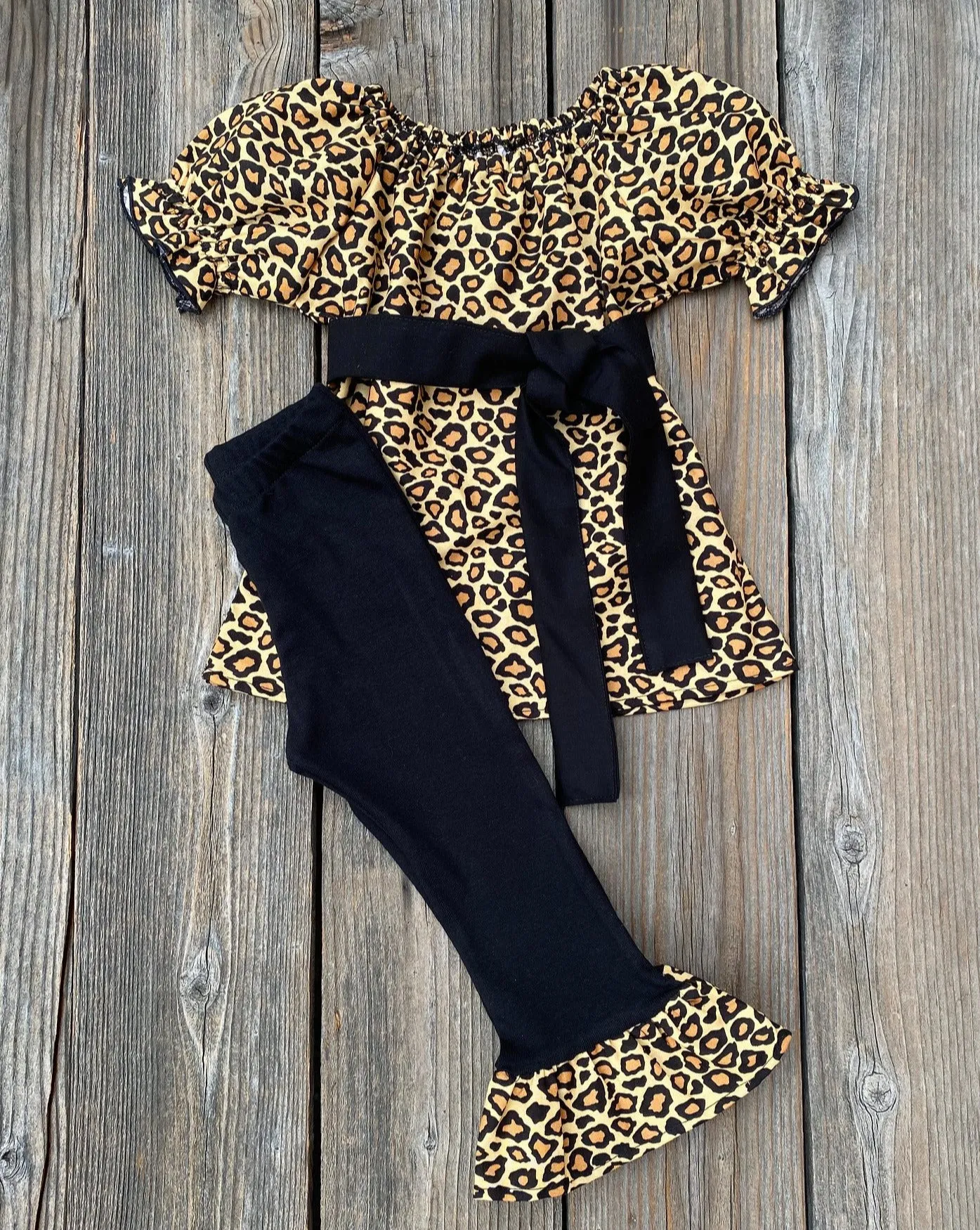 Leopard Print Peasant Top & Pant