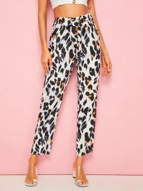 Leopard Tie Front Pants