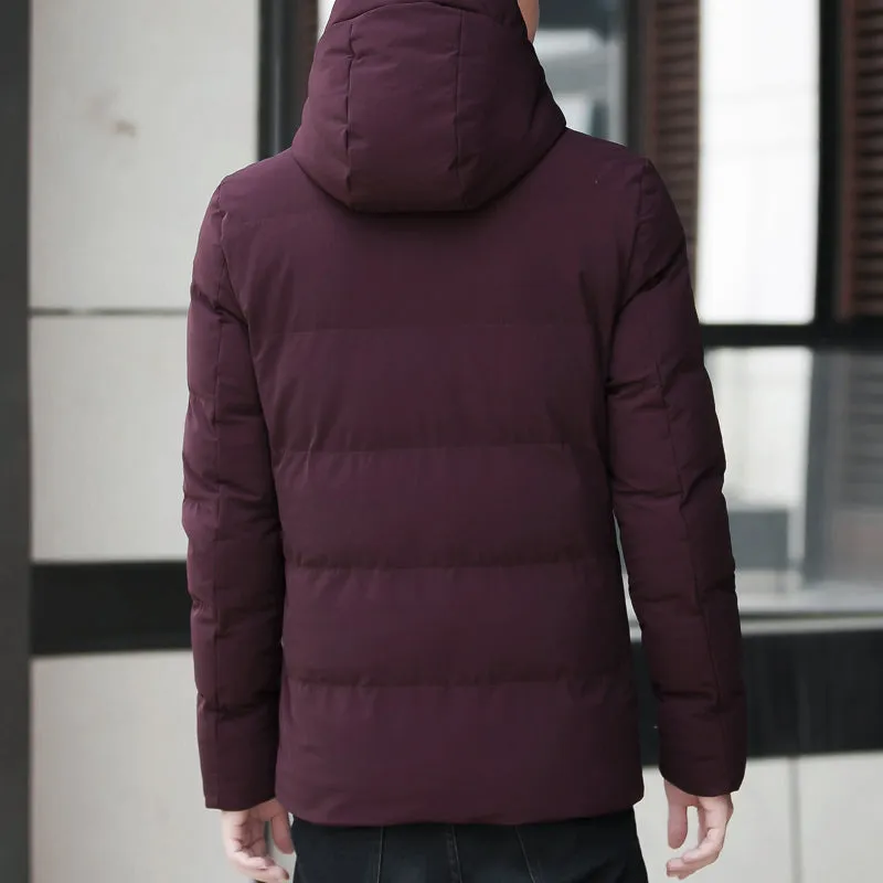 Men Clothes Casual Stand Collar Hooded Collar Fashion Winter Coat