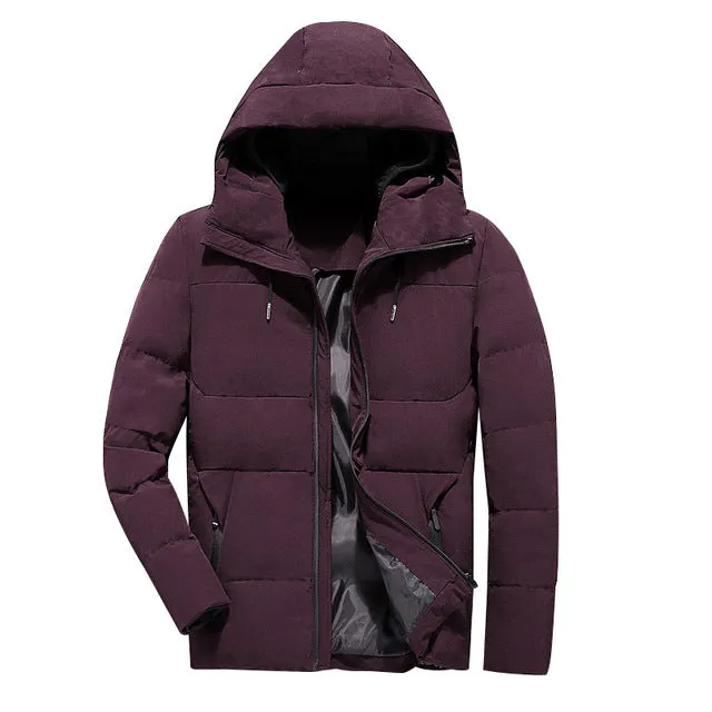 Men Clothes Casual Stand Collar Hooded Collar Fashion Winter Coat