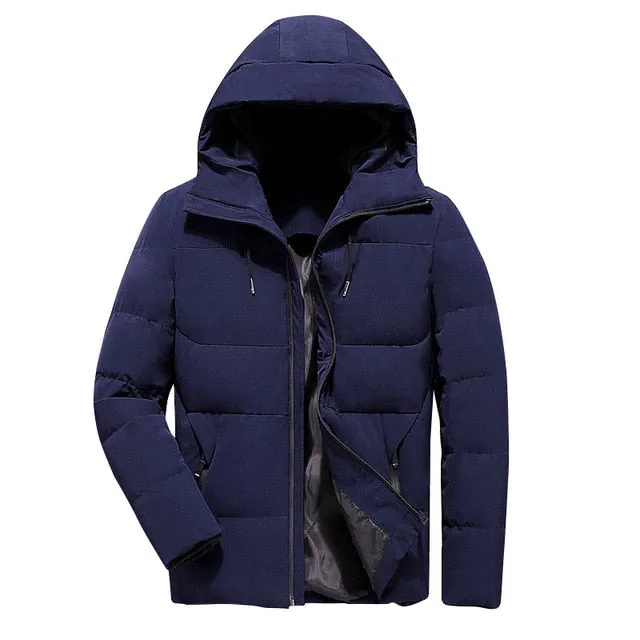 Men Clothes Casual Stand Collar Hooded Collar Fashion Winter Coat