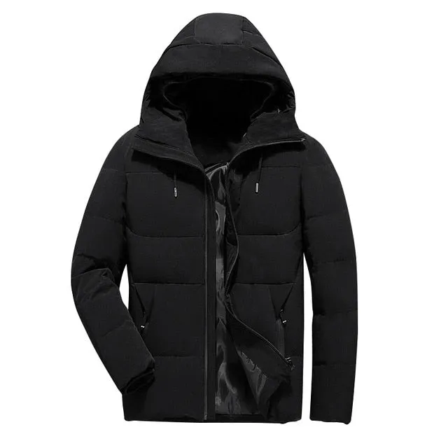 Men Clothes Casual Stand Collar Hooded Collar Fashion Winter Coat