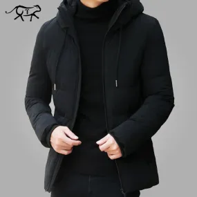 Men Clothes Casual Stand Collar Hooded Collar Fashion Winter Coat