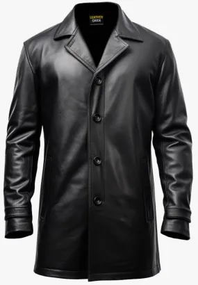 Men Leather Coat - Black Leather Coat-Leatheroxide